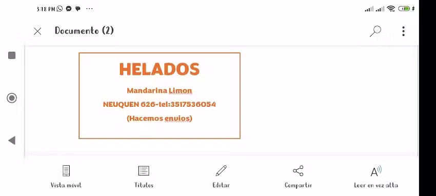 Helados mandarina limon